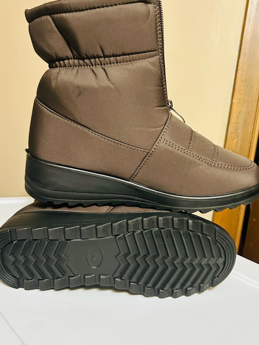 Women's Brown Winter Ankle Boots - Comfort Wedge